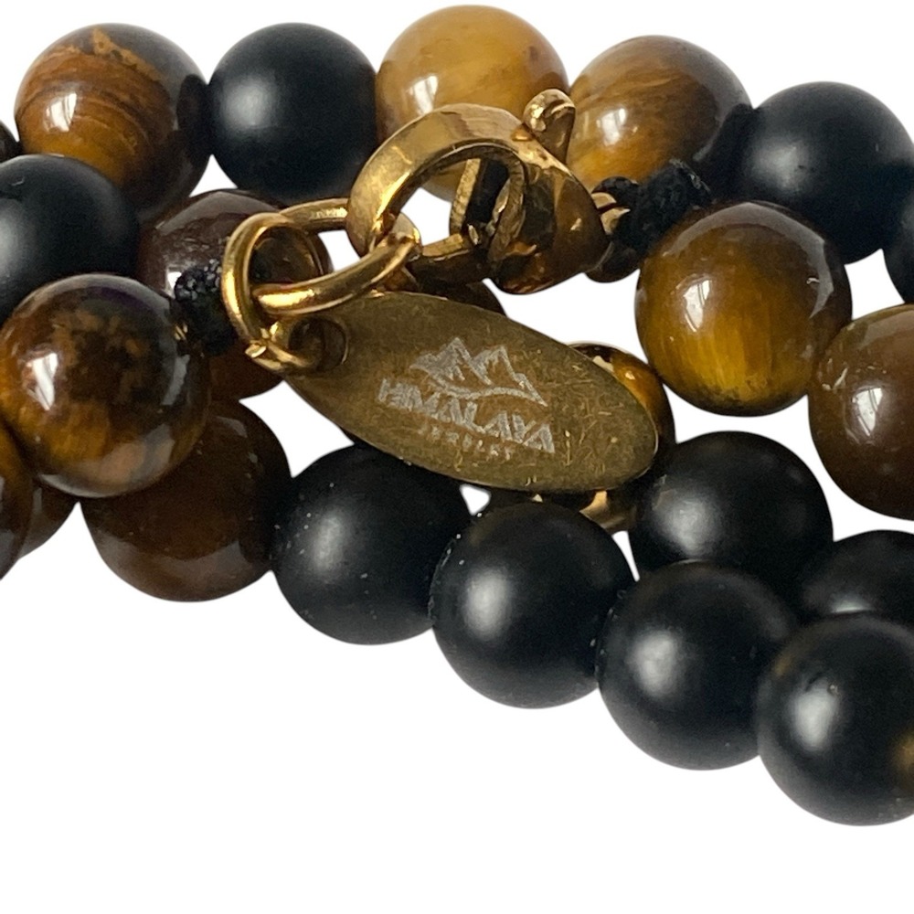 Himalaya Jewelry Tiger's eye And Onyx Beaded Necklace Healing Chakra 29"